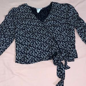 Japna Black Top with Floral Print